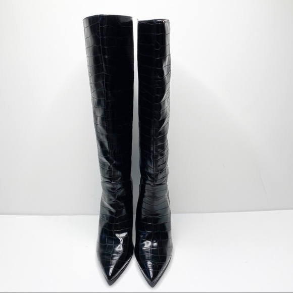 Steve Madden Kinga Black Embossed Knee High Boot - Picture 2 of 7